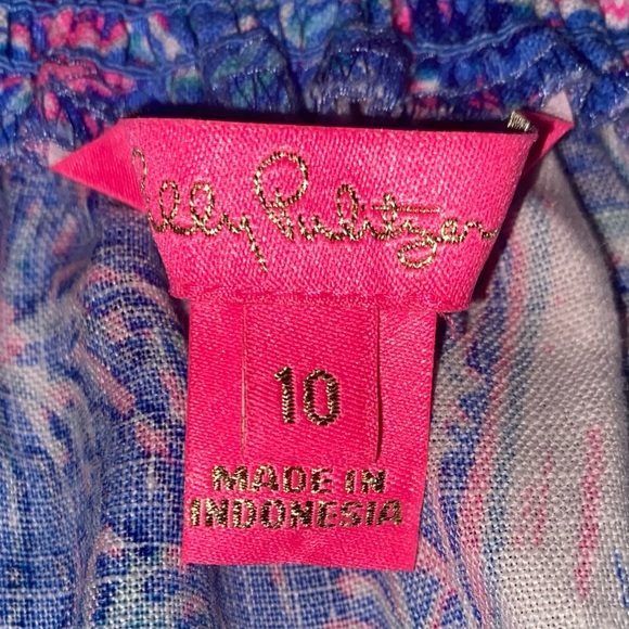 Lilly Pulitzer Blue & Pink Sailboat Smocked Peasant Top - Picture 3 of 4